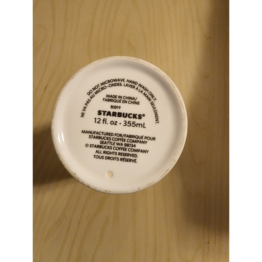 Starbucks Siren Logo White Ceramic Travel Tumbler Mug 12oz Double Wall Drink Box - Picture 2 of 6